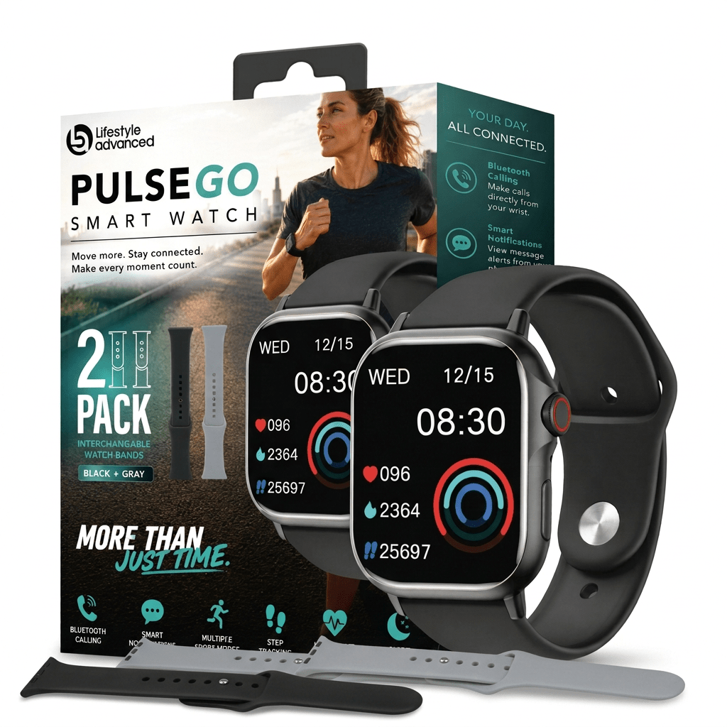 Lifestyle Advanced PulseGo Smart Watch with 2 Bands