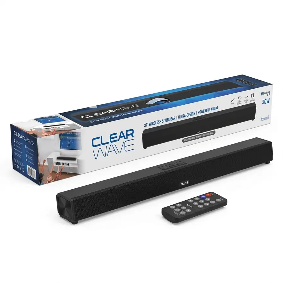 Tzumi ClearWave 37” Wireless Soundbar with Remote (Case pack of 1) 