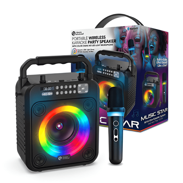 Lifestyle Advanced Music Star Portable Wireless Karaoke Party Speaker With Color-Changing LED Light-Up Mic