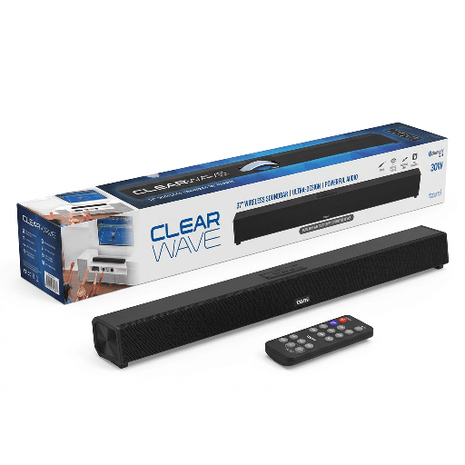 [8782KJ] Tzumi ClearWave 37” Wireless Soundbar with Remote (Case pack 4)