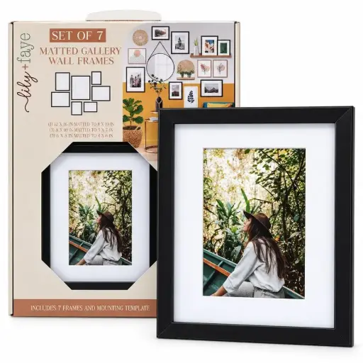 [7E217PSA] Lily & Faye 7pc Matted Gallery Wall Frame Set-Black