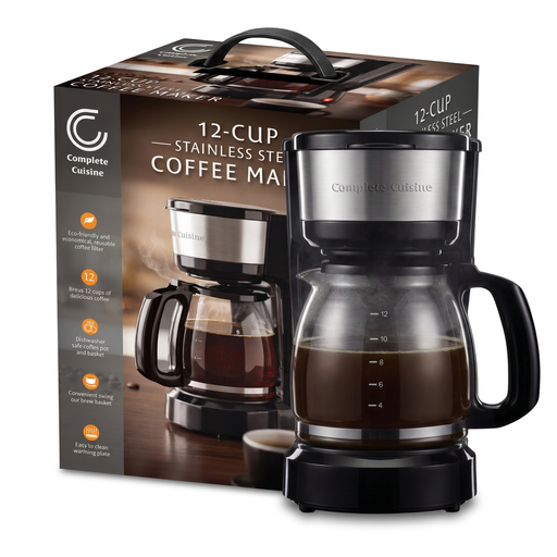 [CC-12SS-HDL] Complete Cuisine 12-Cup Stainless Steel Coffee Maker