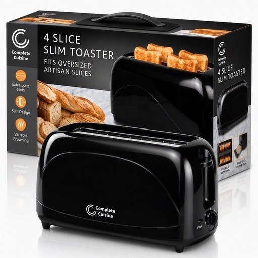 [CC-TST440-BK-HDL] Complete Cuisine® 4-Slice Slim Toaster