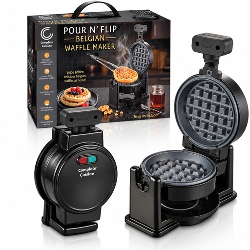 [CC-WF10FL-HDL] Complete Cuisine® Pour N' Flip Rotating Belgian Waffle Maker