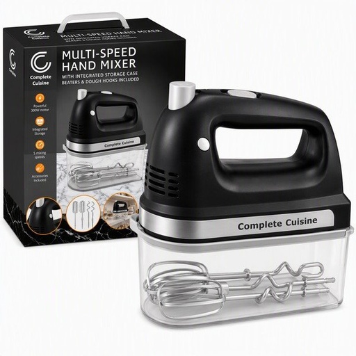 [CC-MX250B-HDL] Complete Cuisine® Multi-Speed Hand Mixer with Storage Case
